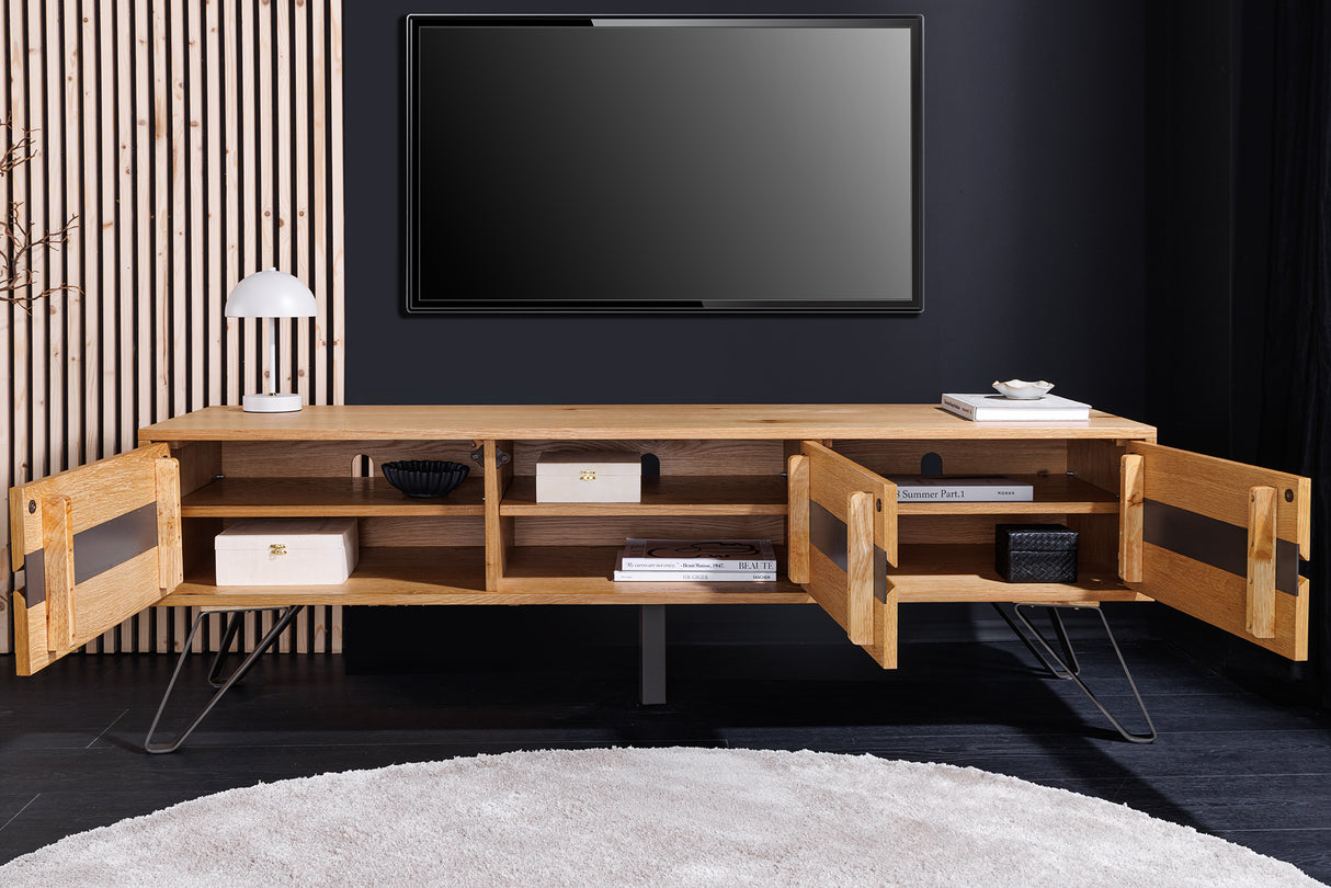 TV-Lowboard LIVING EDGE 160cm oak wood w/ black legs