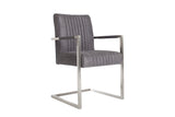 Cantilever chair BIG ASTON with armrests and brushed stainless steel legs microfibre vintage grey