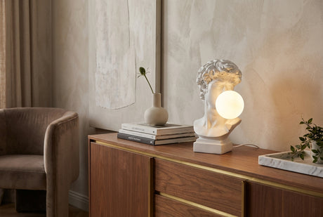 Table lamp DAVID 30cm bust w/ lamp globe white