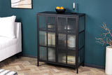 Vitrine DURA STEEL 102cm Riffelglas schwarz