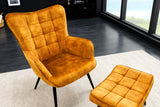 Armchair SCANDINAVIA with armrests velvet mustard yelllow