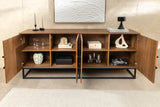 Sideboard GRANDEZZA 180cm walnut wood look w/ black metal frame