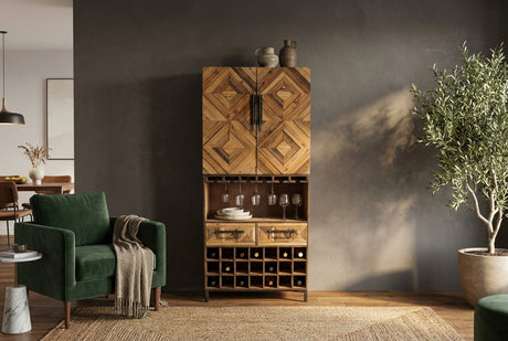 Bar cabinet BODEGA 160cm pine wood natural