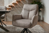 Swivel chair PROMETHEUS rotatable 180° w/ armrests vogue velour velvet taupe
