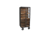 Display cabinet LOFT 145cm w/ wheels pine wood metal natural