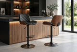 Barhocker CHICAGO 360° 89-111cm Pappel furniert Kunstleder schwarz braun