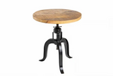 Beistelltisch ENGINEER 50cm höhenverstellbar Mangoholz natur mit schwarzem Gestell - Industrial Design