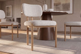 Chair BELLANO chenille creamy beige w/ oak coloured metal legs