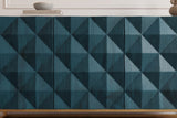 Sideboard VULCANO 180cm 3D front mango wood turquoise w/ gold metal frame