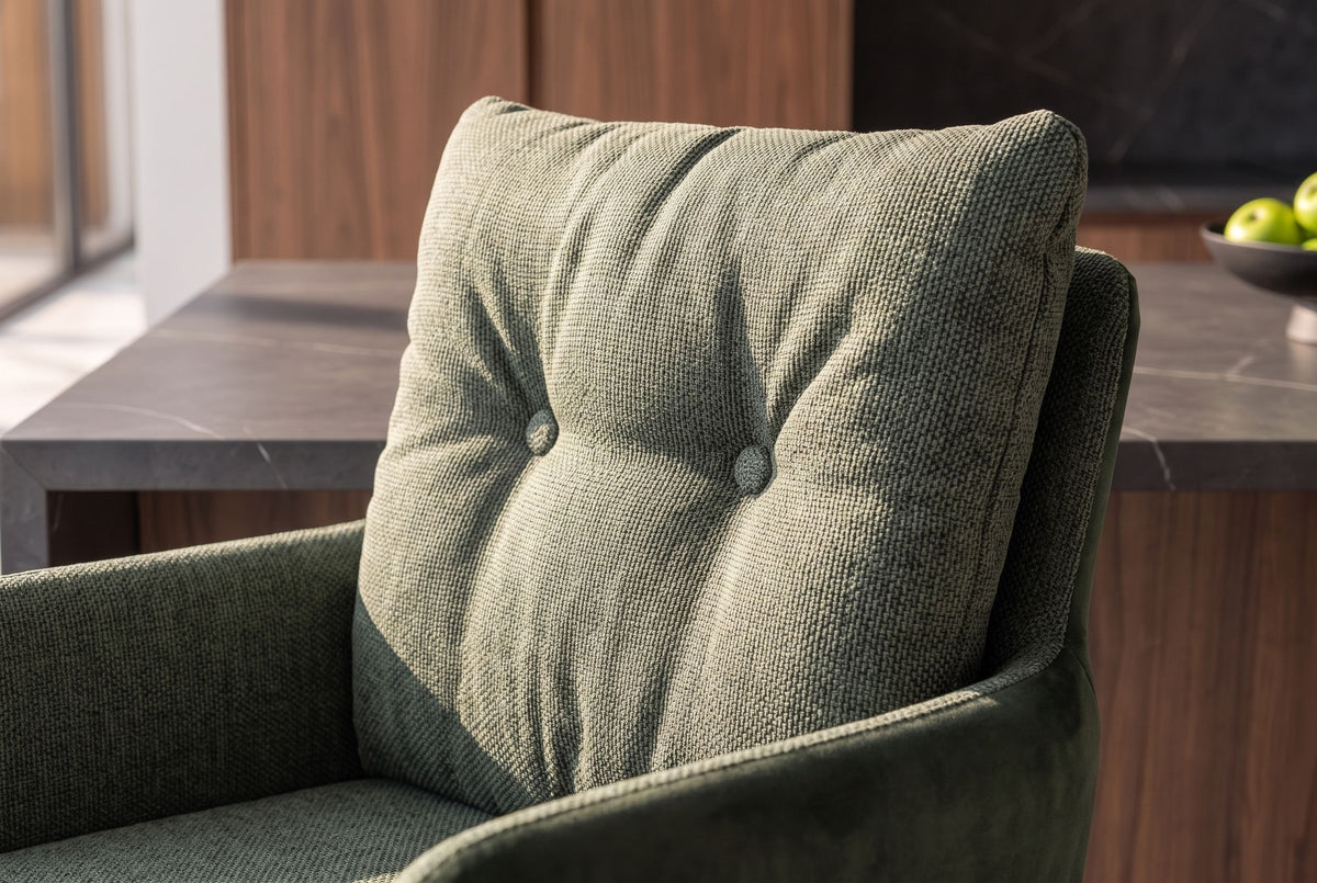 Barhocker BIG GEORGE 360° drehbar mit Armlehnen Federkern Samt Flachgewebe grün