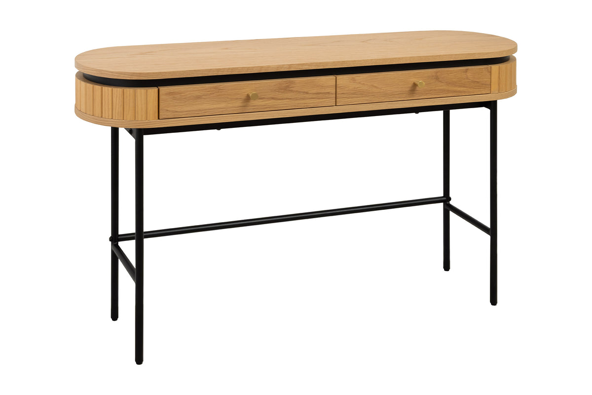 Konzola ATELIER 120cm přírodní dubový vzhled s černým kovovým rámem