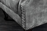 Wing chair CHESTERFIELD antique look velvet grey