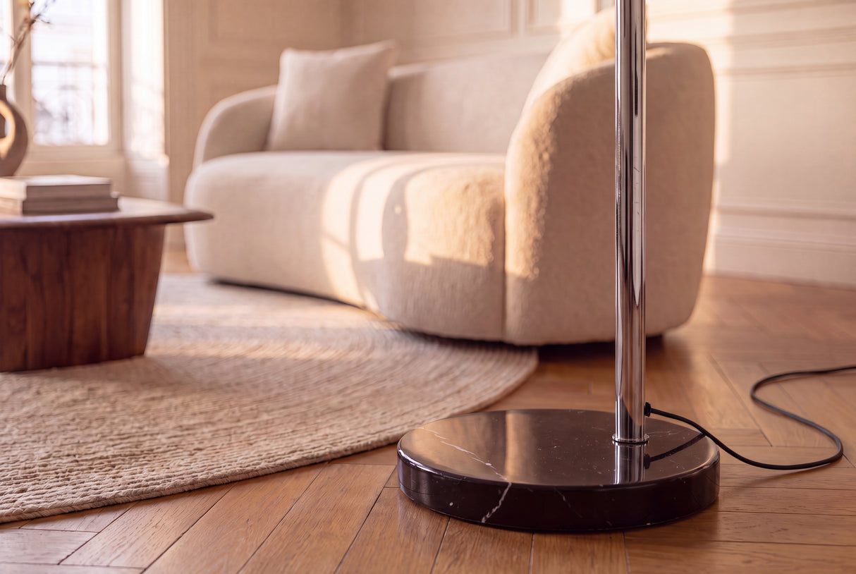 Floor lamp BIG BOW 170-210cm chrome w/ marble base