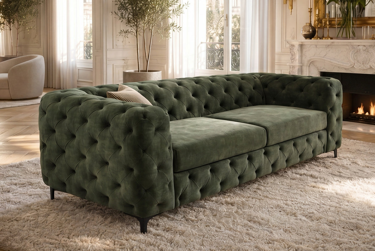 Sofa MODERN BAROCK 235cm 3-seater velvet dark green