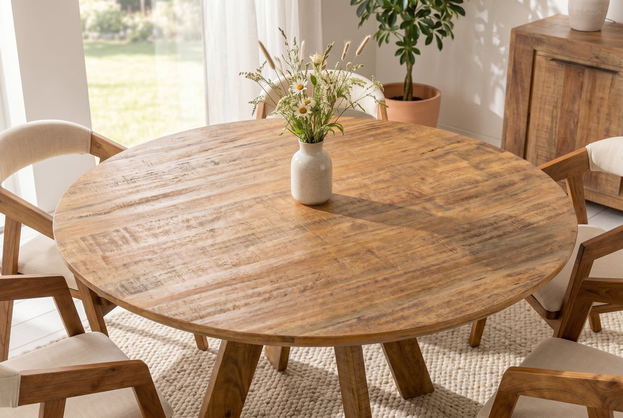 Esstisch ART WOOD Ø 140cm rund Mangoholz naturbraun