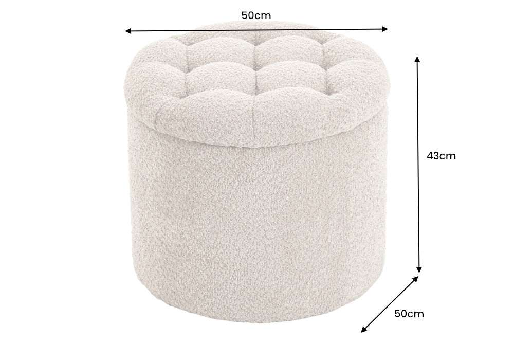 Stool MODERN BAROCK STORAGE 50cm bouclé champagne