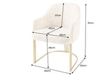 Chair EXTRAVAGANCIA beige chenille fabric w/ armrests and champagne golden frame