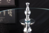 Side table ABSTRACT 65cm silver with glass plate