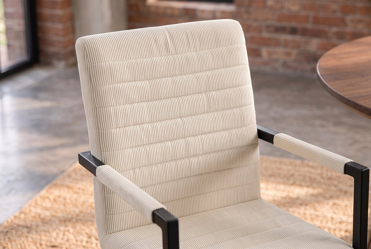 Cantilever chair LOFT w/ armrests cord beige metal frame black