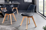 Chair SCANDINAVIA MEISTERSTÜCK beech wood legs transparent black artificial leather