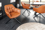 Swivel chair PAPILLON rotatable 180° with armrests leather cognac black