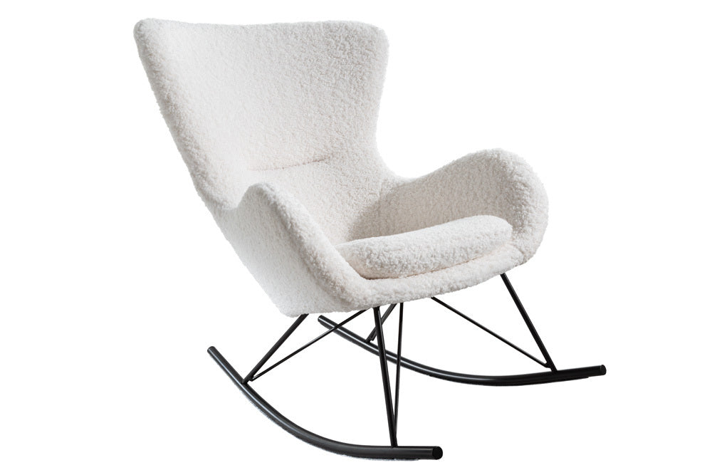 Rocking chair SCANDINAVIA SWING bouclé white