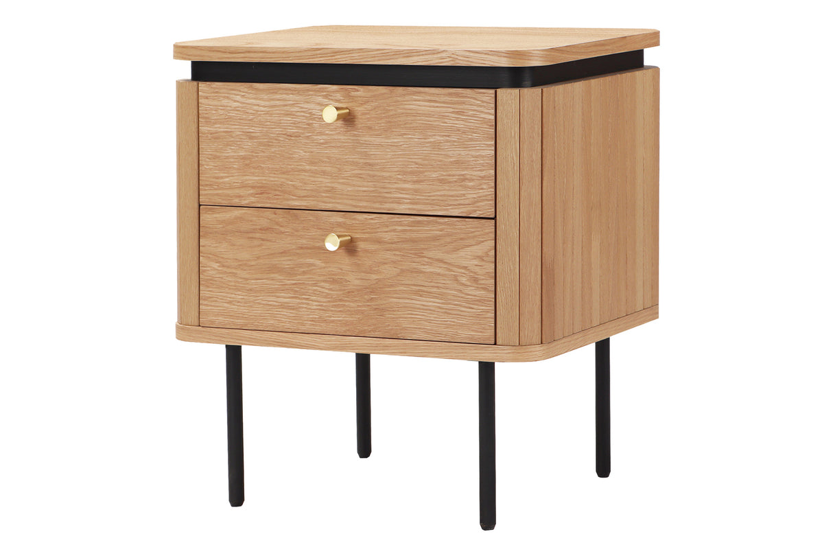 Bedside table ATELIER 55cm natural oak wood look w/ black legs