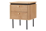 Bedside table ATELIER 55cm natural oak wood look w/ black legs