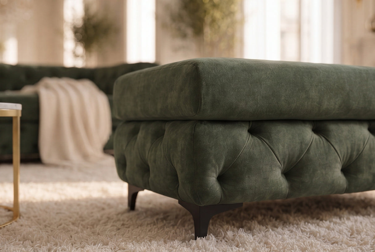Stool MODERN BAROCK 95cm velvet dark green