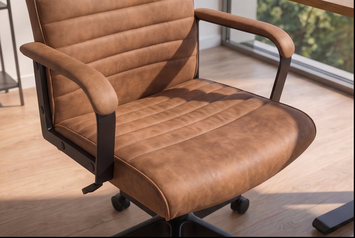 Bürostuhl LAZIO 49-59cm mit Wippfunktion Mikrofaser Vintage Braun
