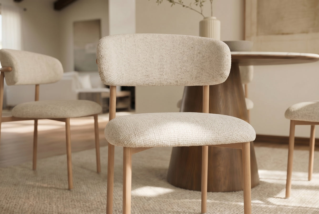 Stuhl BELFORT m. Metallbeinen, Textilbezug beige-natur