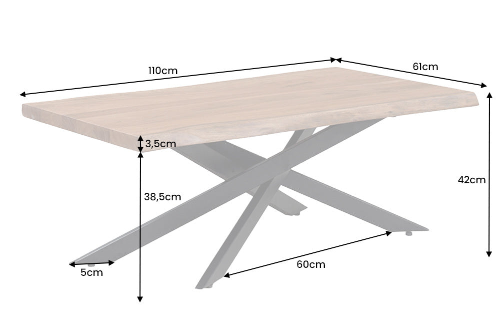 Couchtisch MAMMUT 110cm Akazienholz 35mm braun