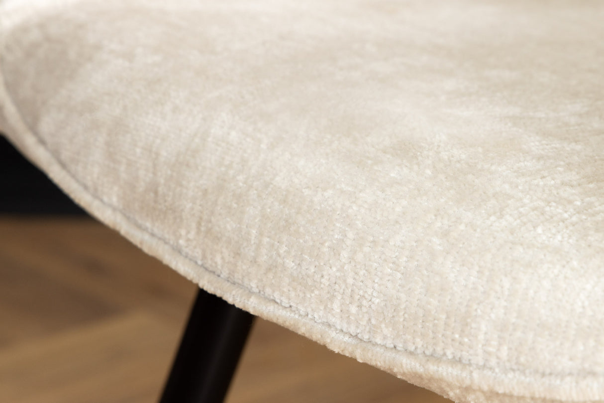 Swivel chair AVIGNON 360° w/ armrests chenille fabric champagne beige and black legs