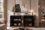 Sideboard VENEZIANO 170cm Mangoholz und Marmorplatte grünbraun