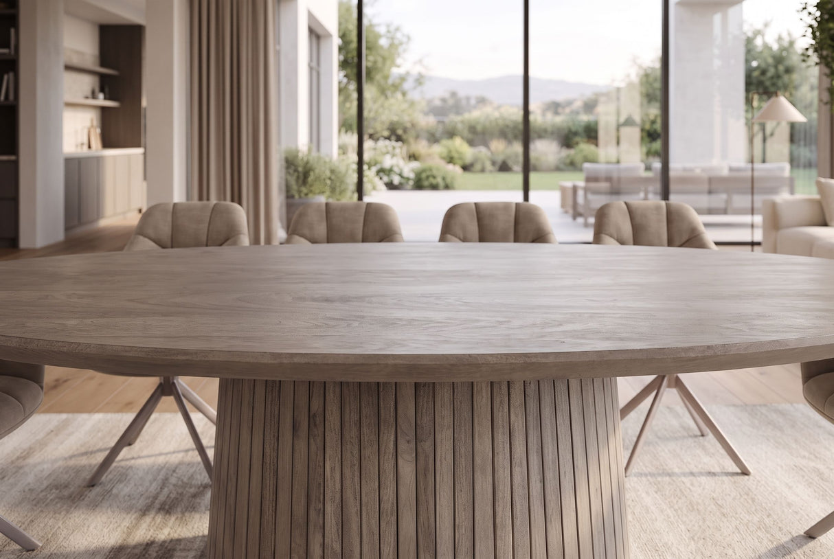Dining table ART DECO 220cm oval table top mango wood grey smoke