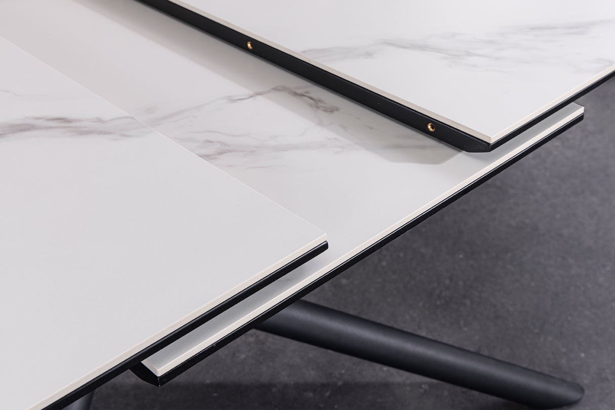 Dining table MIKADO 180-230cm extendable ceramic white marble top
