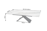 Esstisch EUPHORIA 180-220-260cm ausziehbar, Carrara Oro Keramik in Marmoroptik mit schwarzem Sternenfuß