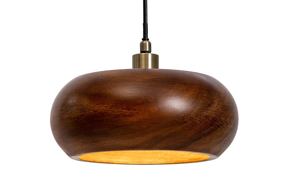 Pendant Lamp ALVA 25cm iron and acacia wood natural