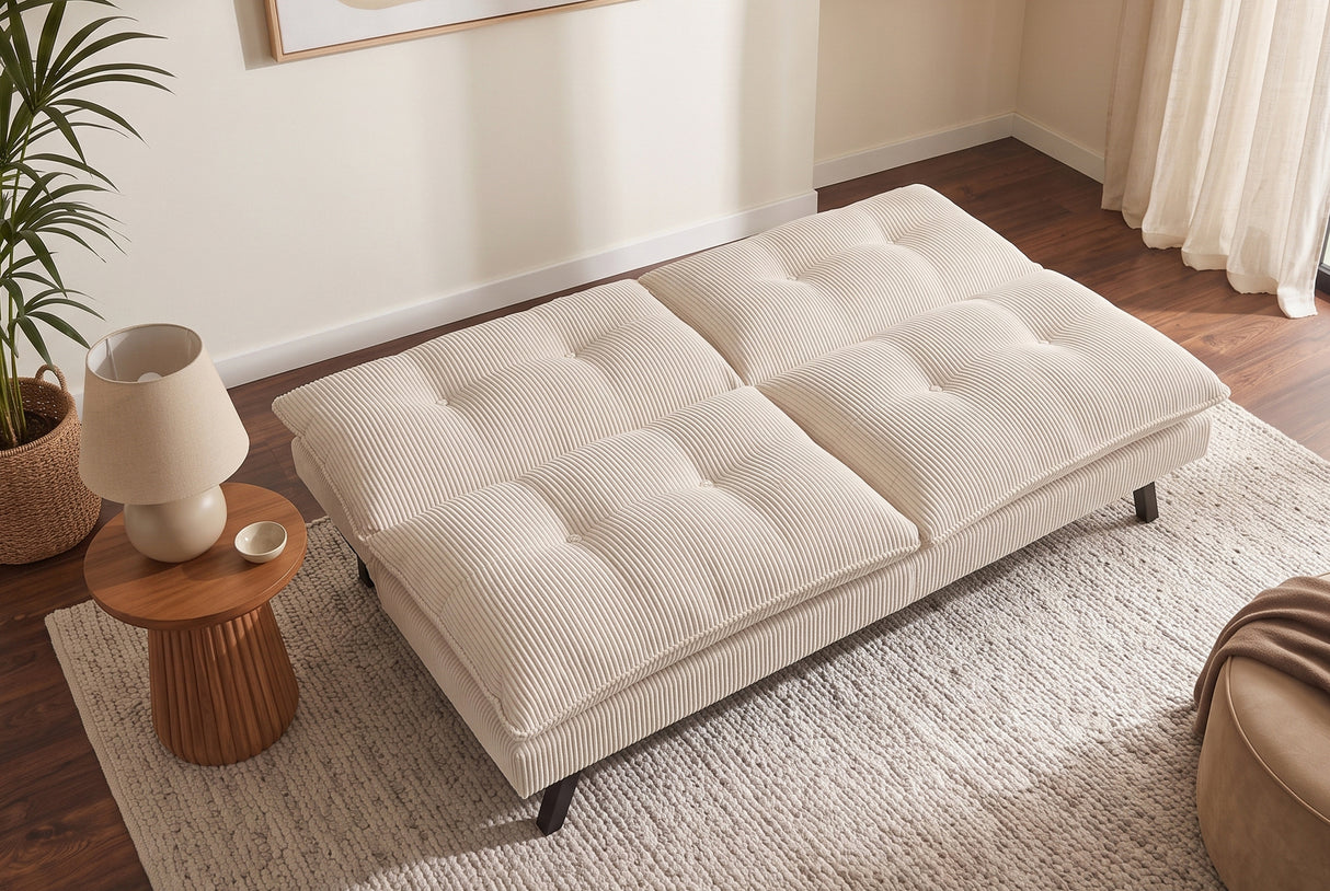Sofa bed COCOONING 190cm 3-seater cord beige
