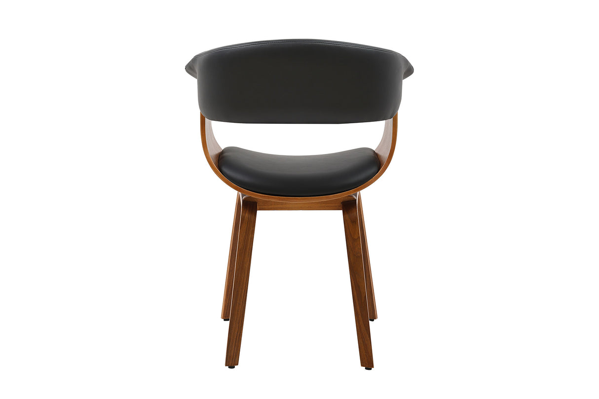 Stuhl ORGANIC Kunstleder schwarz und Walnussholzoptik
