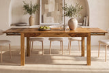 Dining table MAKASSAR 160-240cm extendable sheesham wood brown stone finish