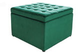 Stool MODERN BAROCK 60cm velvet emerald green w/ storage compartment