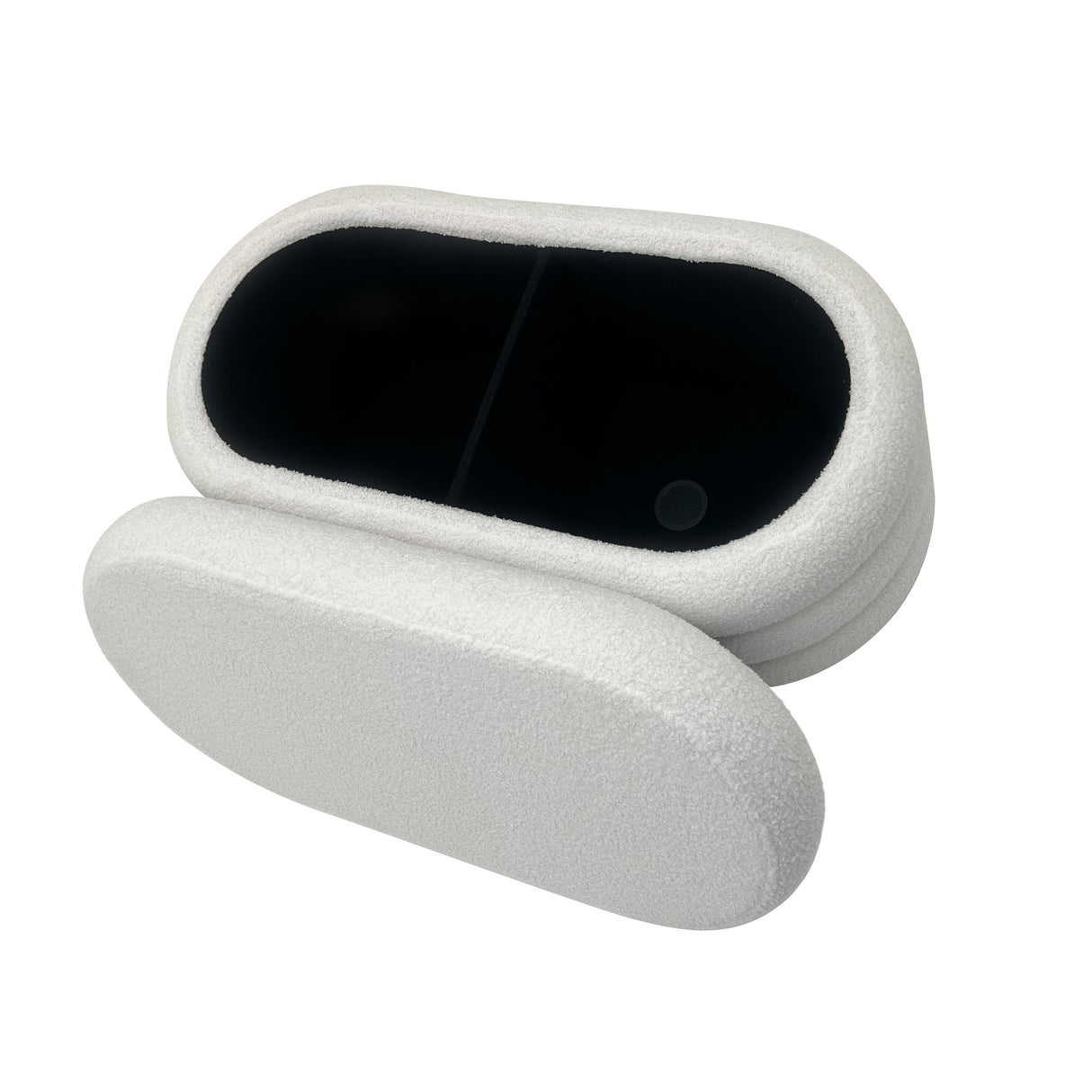 Gepolsterte Bank VOGUE 85cm oval mit Stauraum Bouclé weiß