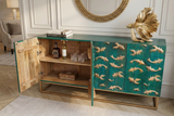 Sideboard GOLDEN LAGOON 180cm 3D Mangoholz Türkis Metall Gold