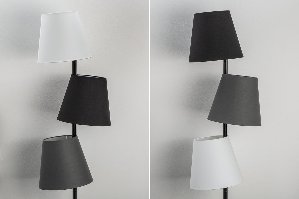 Floor lamp LEVELS 163cm 3 linen shades black grey white