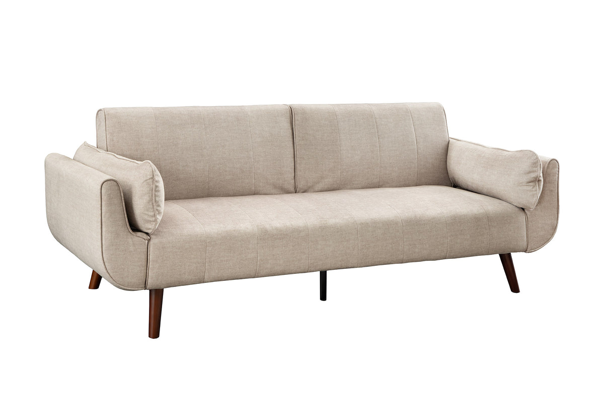 Sofa bed DIVANI 220cm 3-seater velvet champagne beige