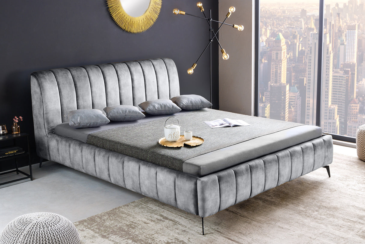 Bett AMSTERDAM 180x200cm Samt grau