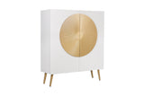 Highboard AURUM 120cm textured front gold circle accent mango wood white gold metal feet