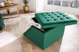 Stool MODERN BAROCK 60cm velvet emerald green w/ storage compartment