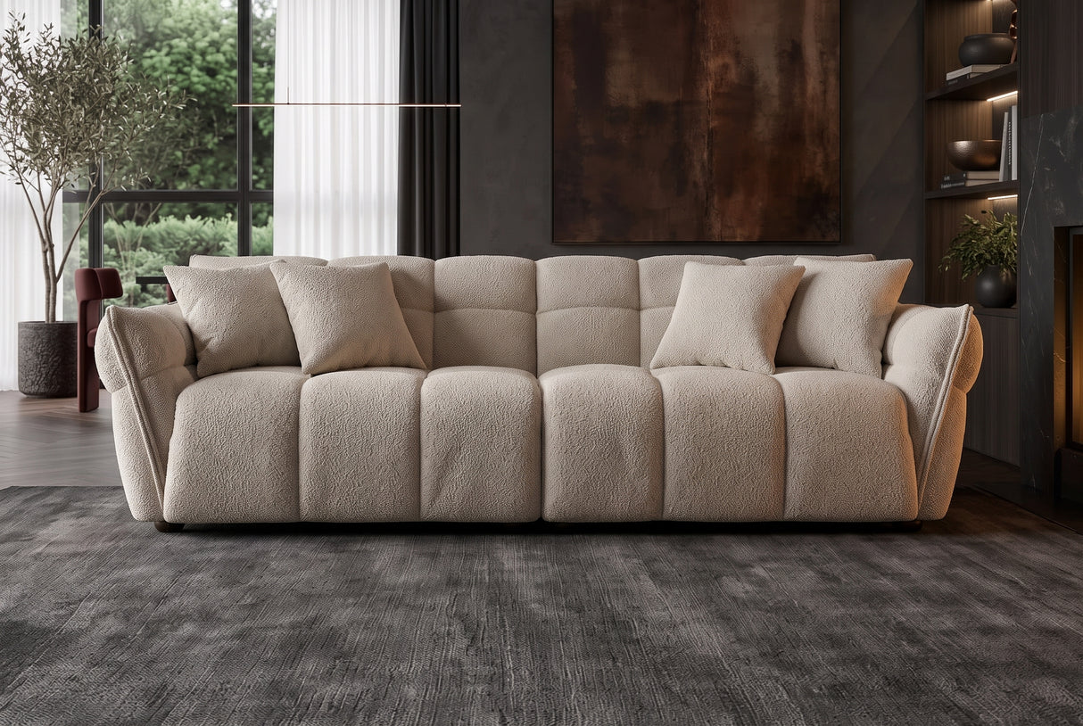 Sofa CLOUD 260cm 3-Sitzer XXL Bouclé Champagner Greige